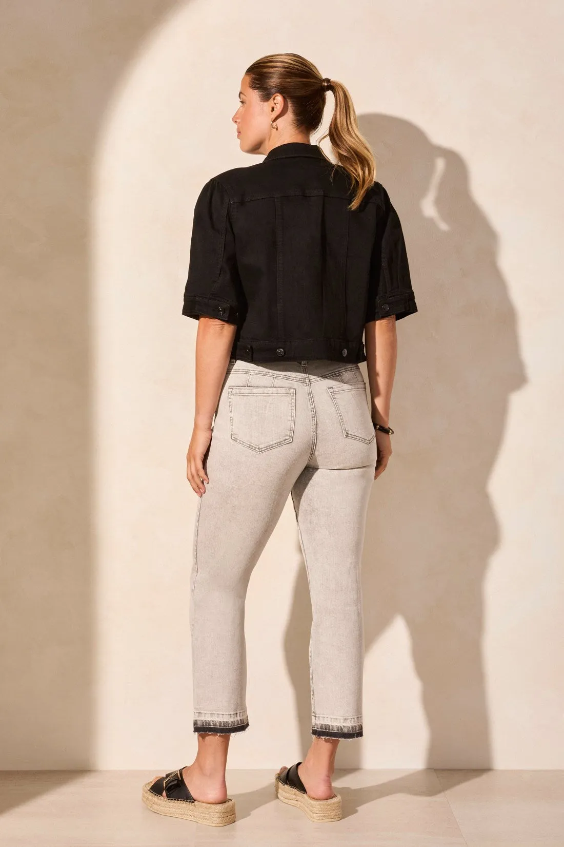 Comfort Stretch Elbow-Sleeve Denim Jacket-Justblack sold by Tribal product image thumbnail 4