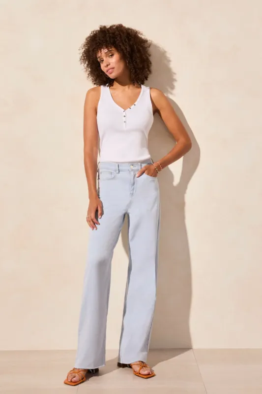 Brooke High Rise Wide Leg Jeans-Bluewhite sold by Tribal