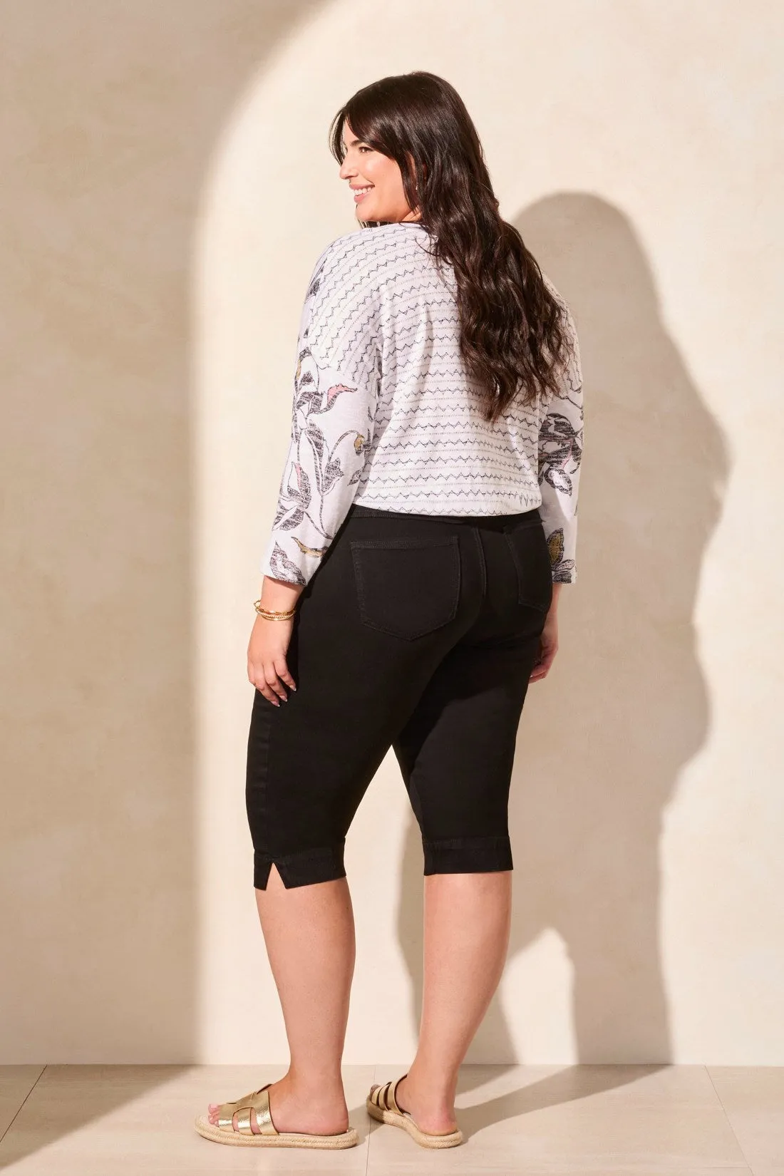 Audrey Comfort Stretch Pull-On Denim Shorts-Justblack sold by Tribal product image thumbnail 4