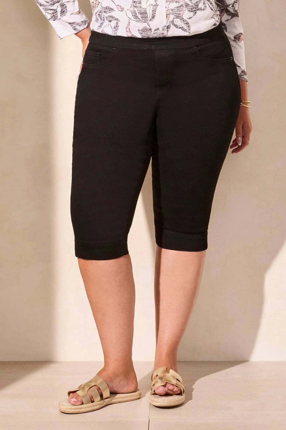 Audrey Comfort Stretch Pull-On Denim Shorts-Justblack sold by Tribal product image thumbnail 3