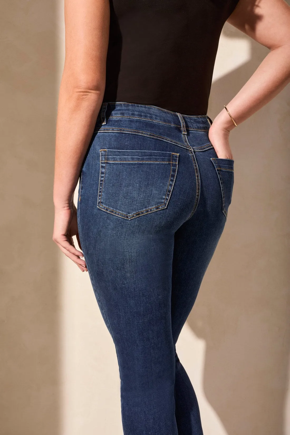 Audrey Pull-On Crop Straight Jeans With Front Crease-Stormyblue sold by Tribal product image thumbnail 3