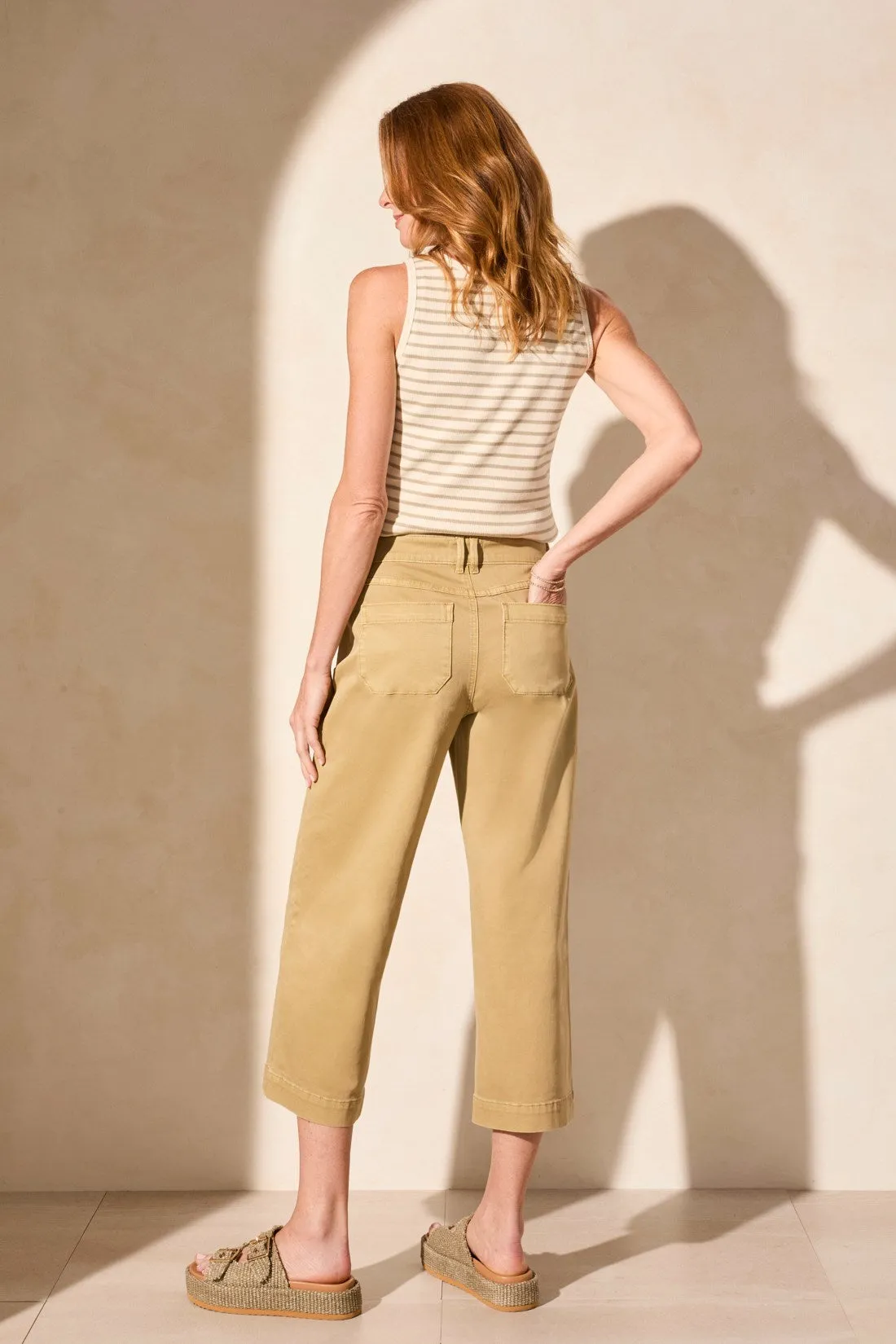 Audrey Comfort Stretch Wide Leg Crop Jeans-Nudeolive sold by Tribal product image thumbnail 4