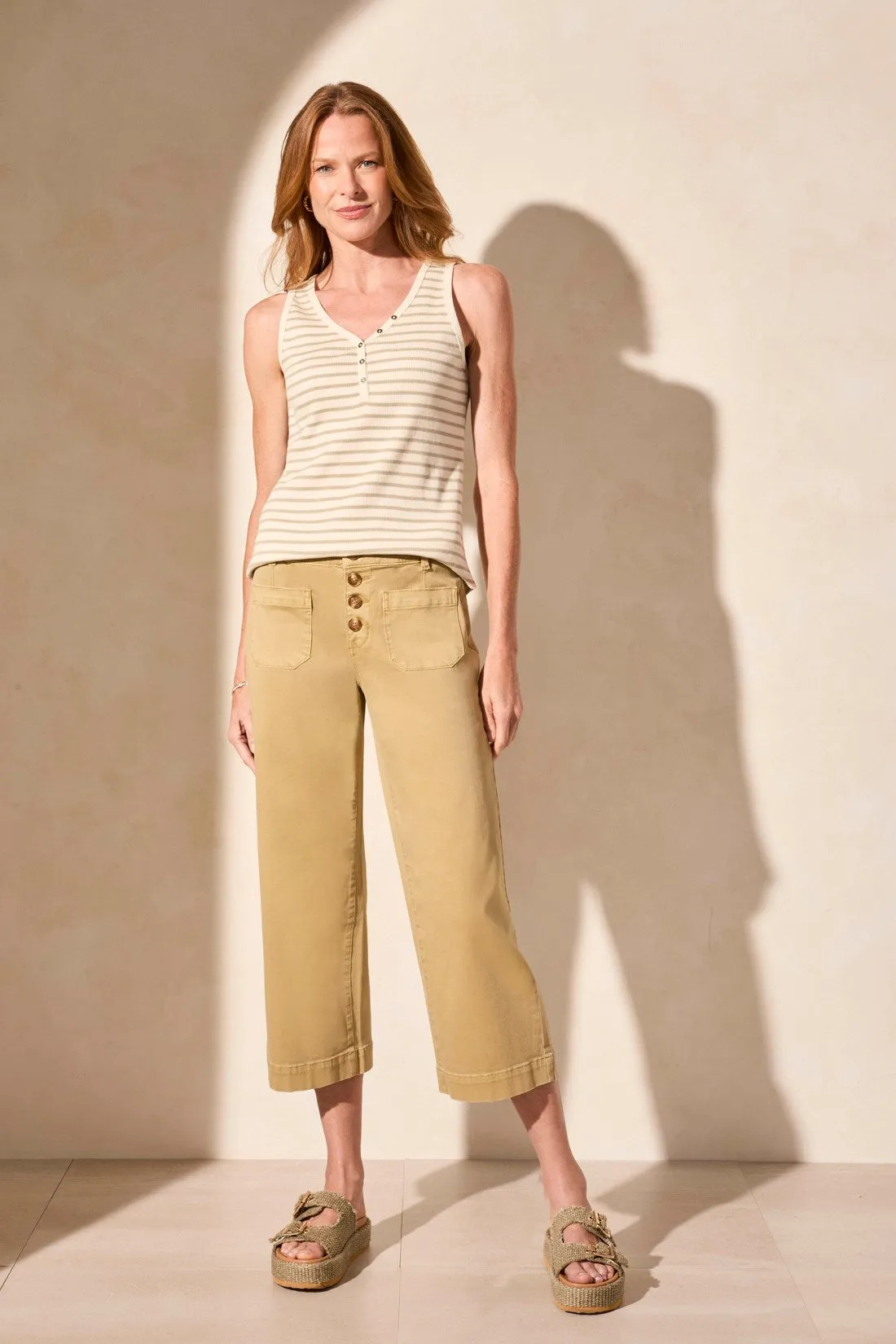 Audrey Comfort Stretch Wide Leg Crop Jeans-Nudeolive sold by Tribal product image thumbnail 2