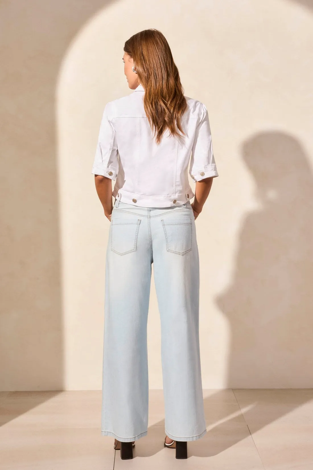 Comfort Stretch Elbow-Sleeve Denim Jacket-White sold by Tribal product image thumbnail 4