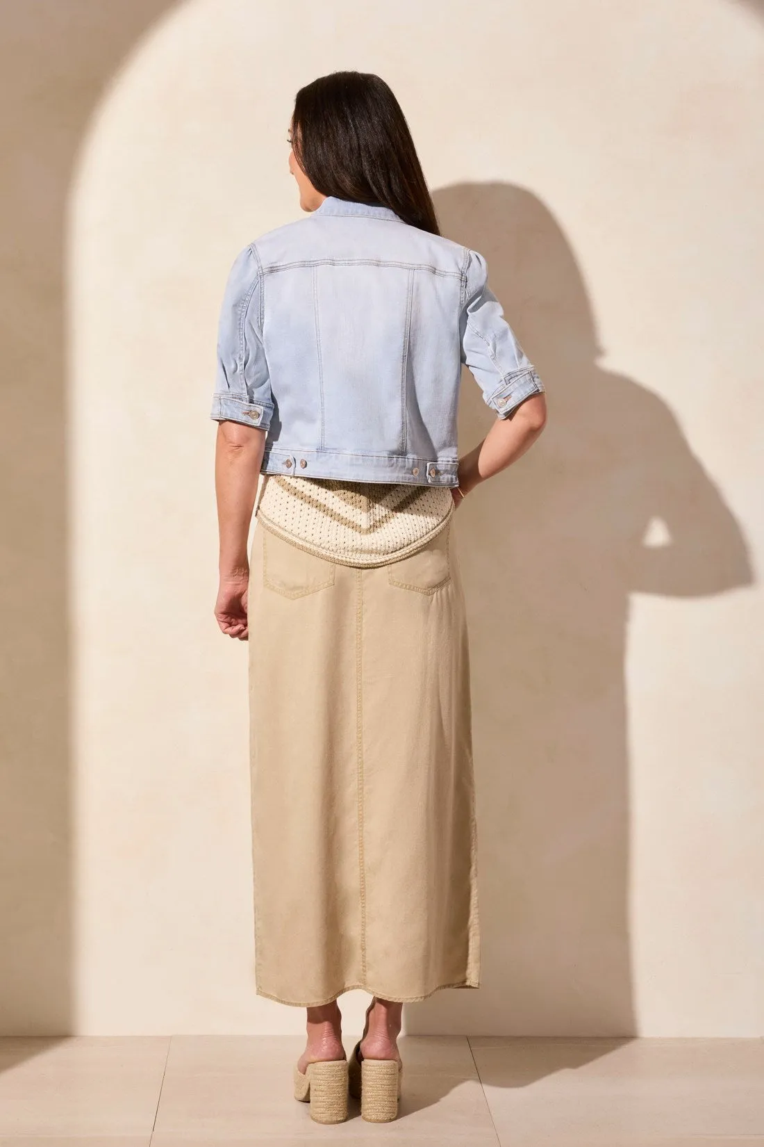 Comfort Stretch Elbow-Sleeve Denim Jacket-Lt Surf sold by Tribal product image thumbnail 4