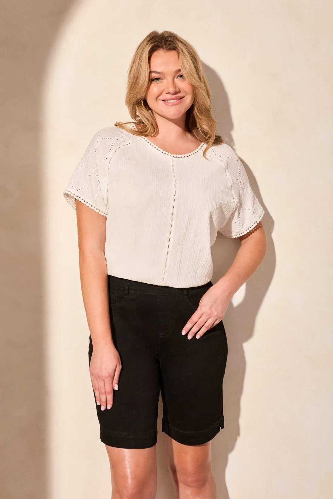 Comfort Stretch Pull-On Bermuda Shorts-Justblack sold by Tribal product image thumbnail 2