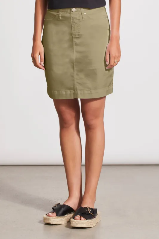 Pull-On Denim Skort With Pockets-Nudeolive sold by Tribal