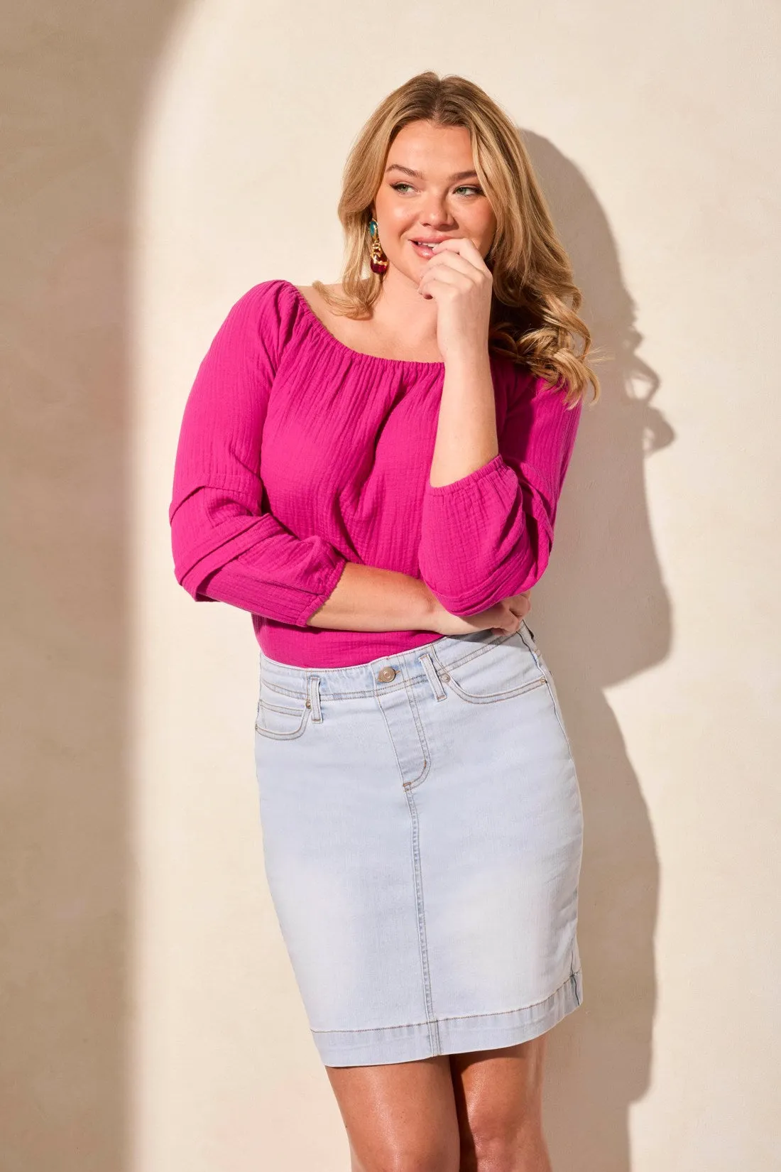 Pull-On Denim Skort With Pockets-Lt Surf sold by Tribal product image thumbnail 2