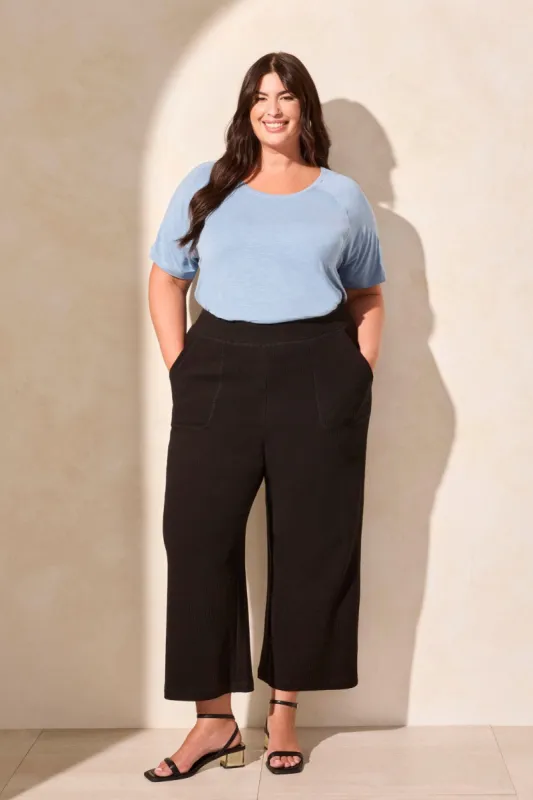 Textured Pull-On Capri-Black sold by Tribal