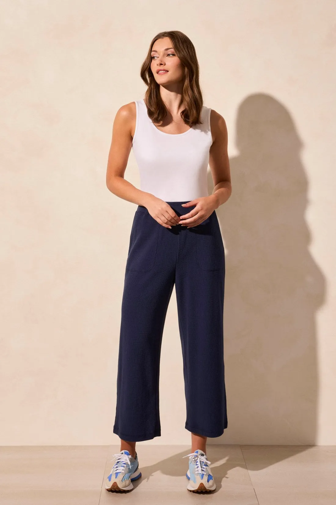 Textured Pull-On Capri Pants-Jet Blue sold by Tribal