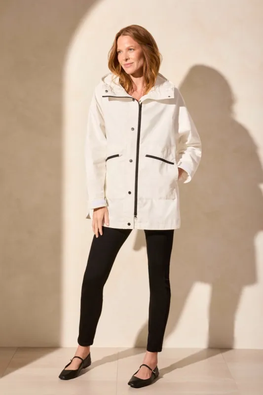 Water Repellent Lined Hooded Coat-White sold by Tribal