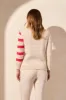 Striped Contrast-Side Crew Neck Sweater-Teaberry sold by Tribal