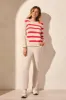 Striped Contrast-Side Crew Neck Sweater-Teaberry sold by Tribal