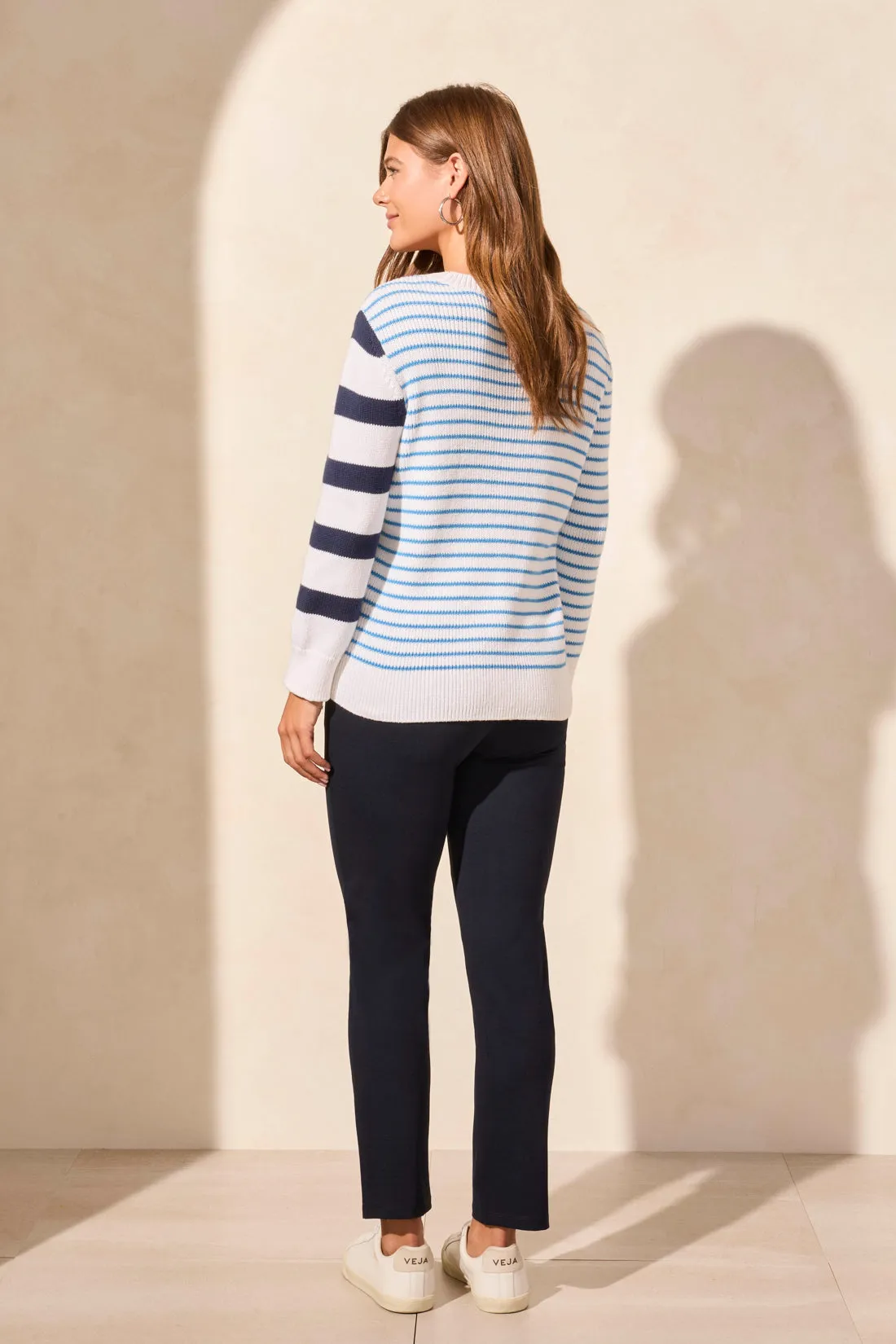 Striped Contrast-Side Crew Neck Sweater-Jet Blue sold by Tribal product image thumbnail 4