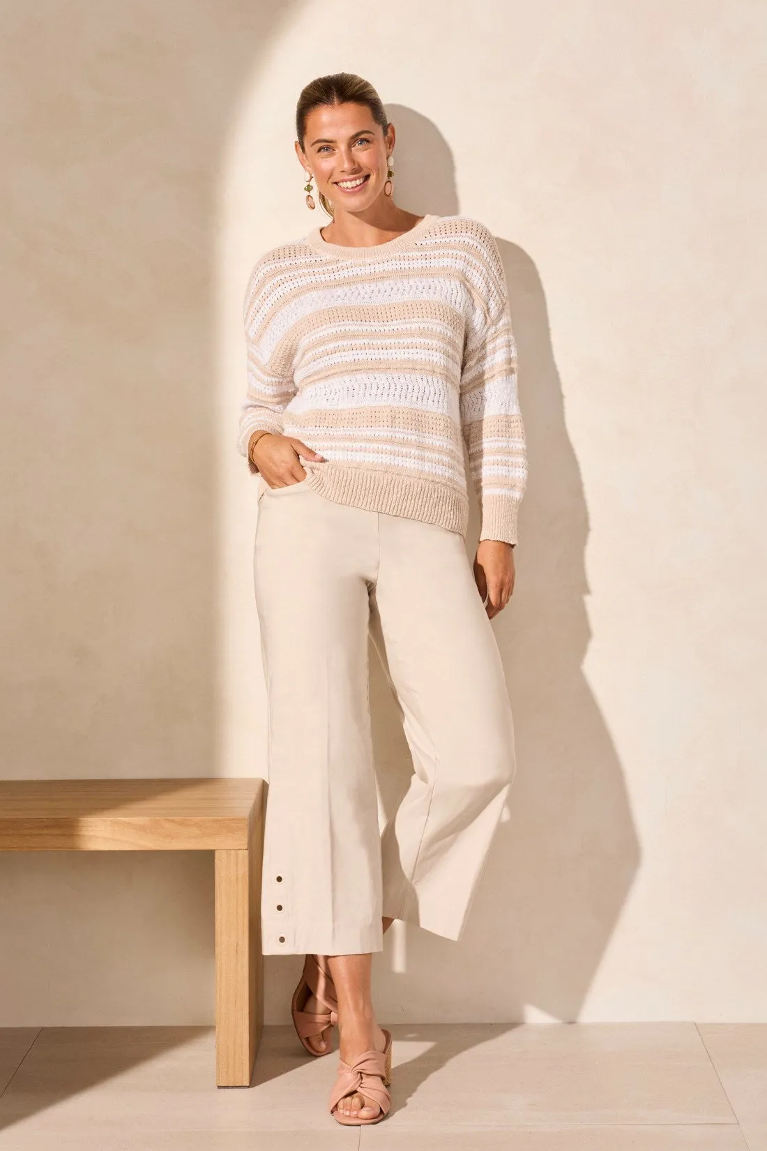 Stripe Scoop Neck Sweater-White sold by Tribal product image thumbnail 2