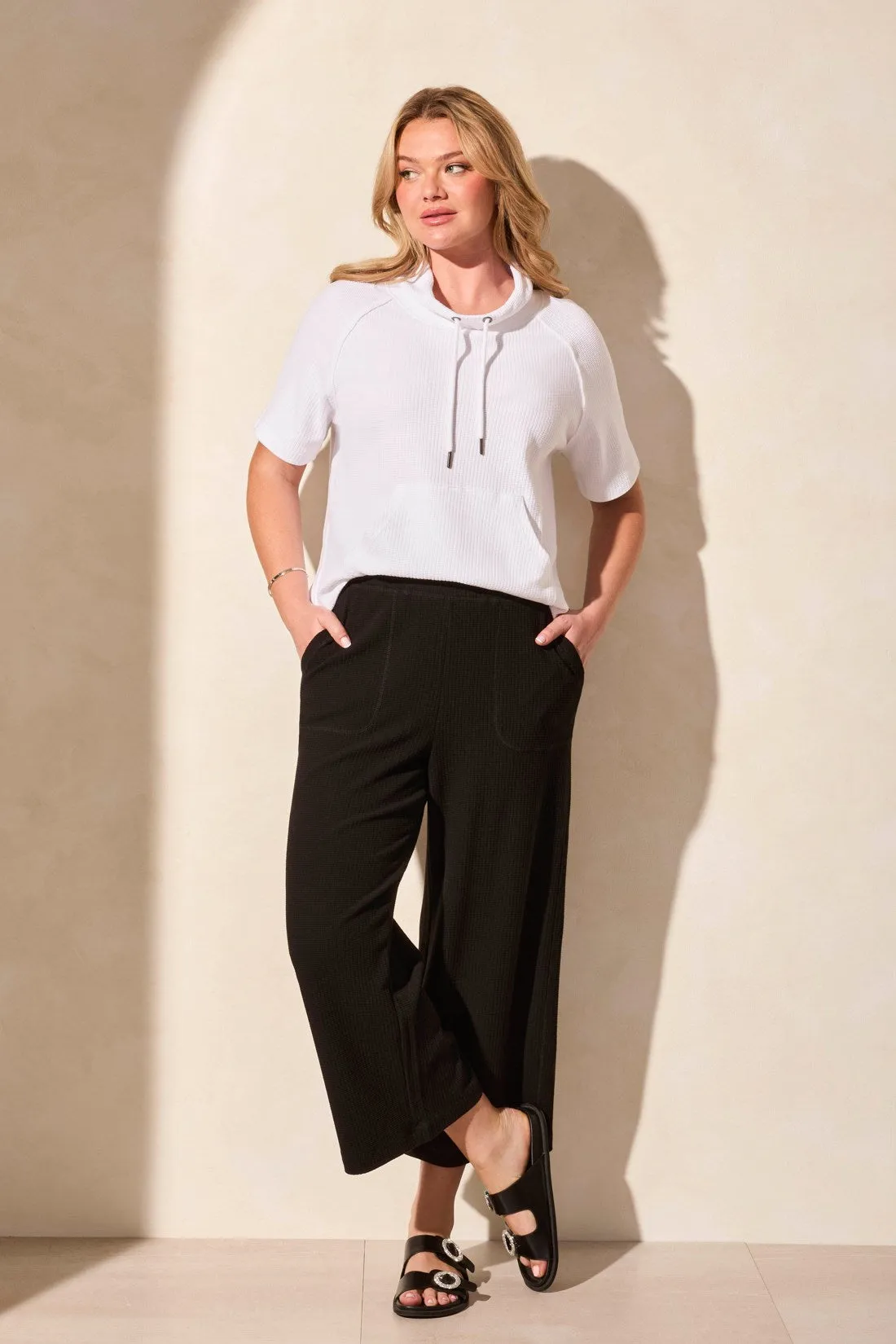 Textured Pull-On Capri Pants-Black sold by Tribal