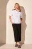 Textured Funnel-Neck Top With Drawcord-White sold by Tribal