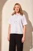 Textured Funnel-Neck Top With Drawcord-White sold by Tribal