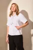 Textured Funnel-Neck Top With Drawcord-White sold by Tribal