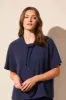 Textured Funnel-Neck Top With Drawcord-Jet Blue sold by Tribal