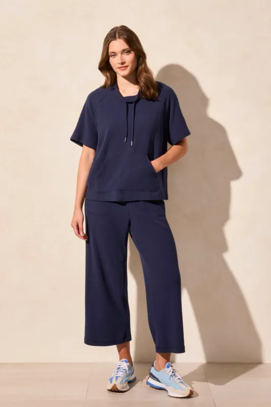 Textured Funnel-Neck Top With Drawcord-Jet Blue sold by Tribal