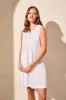 Linen Blend Pleated Sleeveless Dress-White sold by Tribal