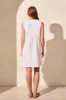 Linen Blend Pleated Sleeveless Dress-White sold by Tribal