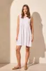 Linen Blend Pleated Sleeveless Dress-White sold by Tribal