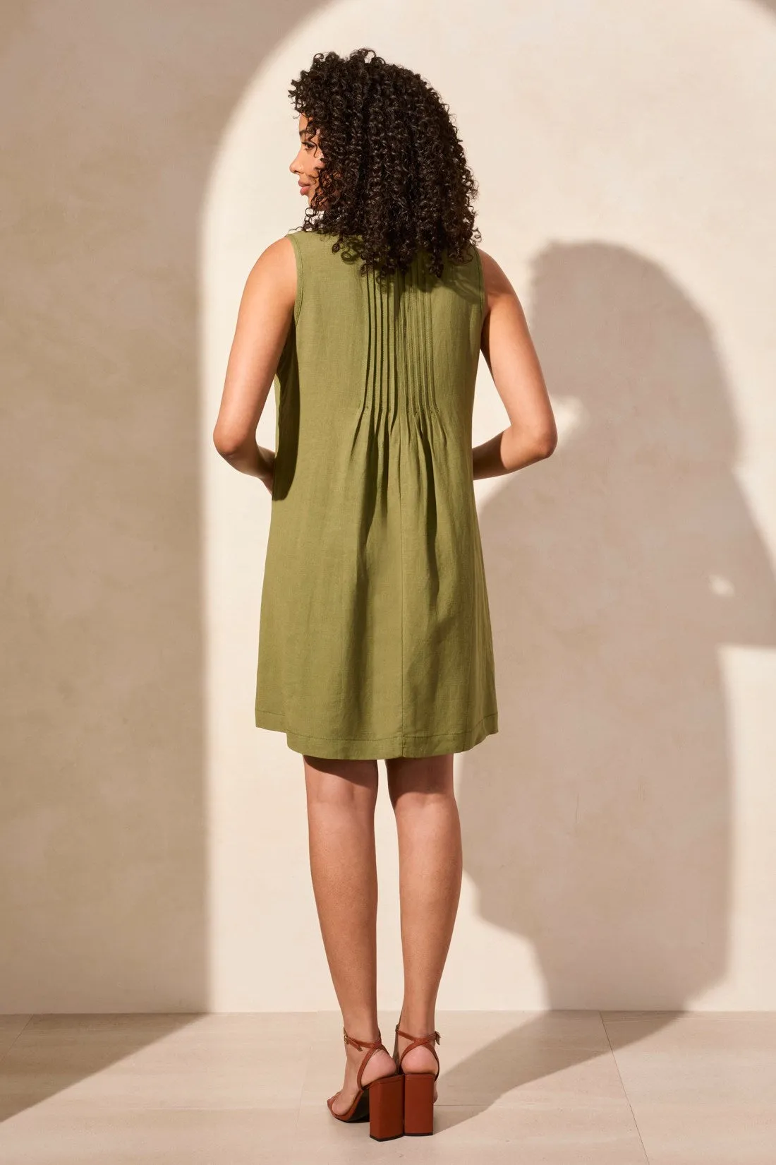 Linen Blend Pleated Sleeveless Dress-Loden sold by Tribal product image thumbnail 4