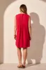 Linen Blend Pleated Sleeveless Dress-Cherry sold by Tribal