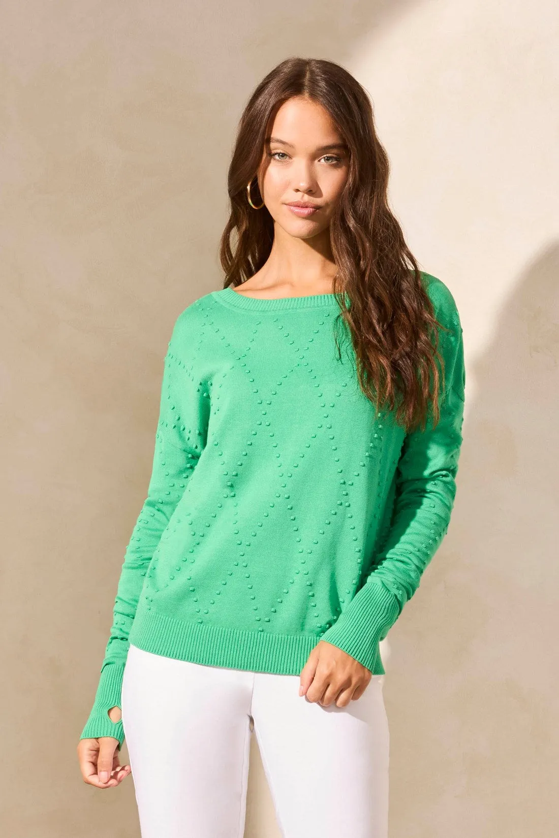 Long Sleeve Crew Neck Sweater With Thumb Holes-Jungle sold by Tribal product image thumbnail 3