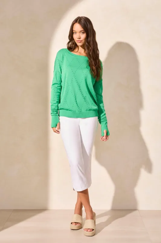 Long Sleeve Crew Neck Sweater With Thumb Holes-Jungle sold by Tribal