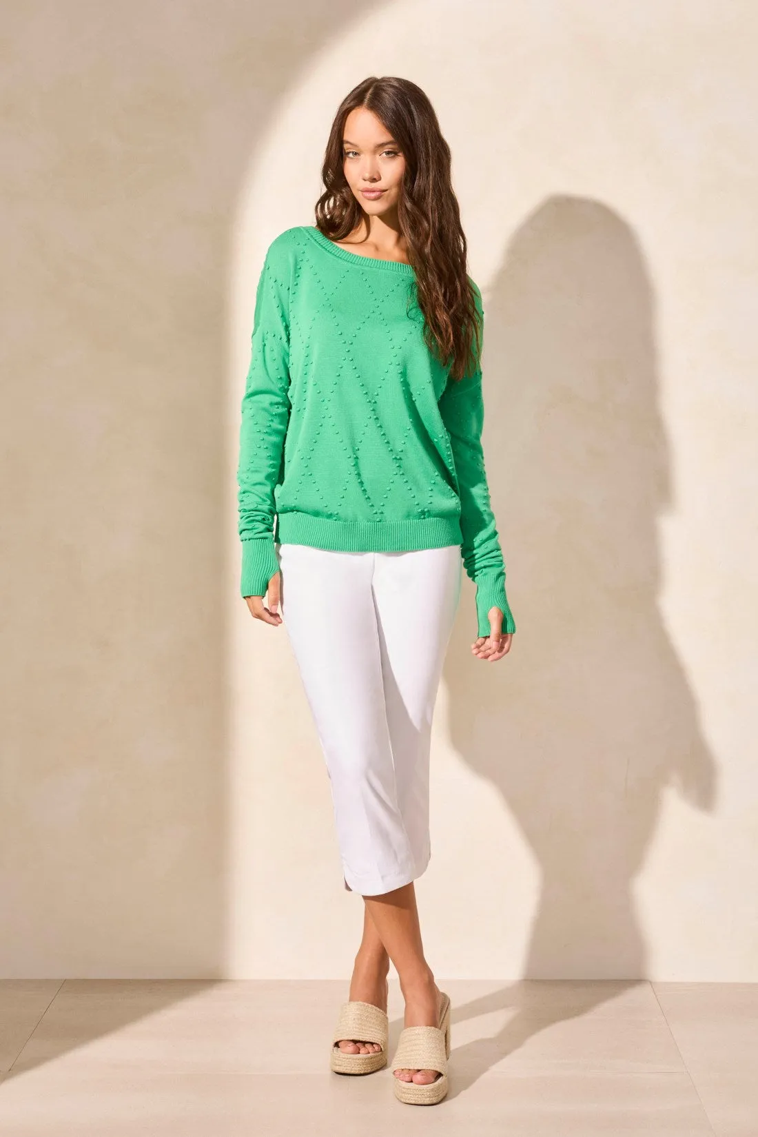 Long Sleeve Crew Neck Sweater With Thumb Holes-Jungle sold by Tribal