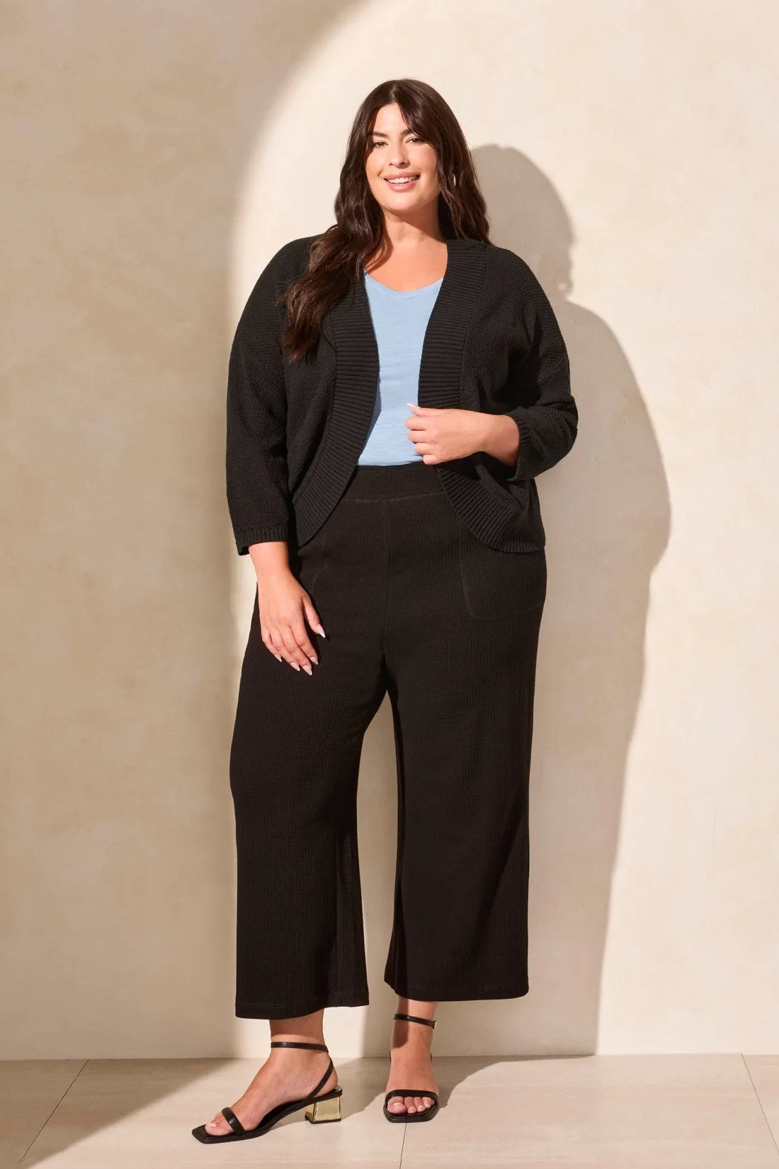 Cotton Curved-Hem Cocoon Cardigan-Black sold by Tribal product image thumbnail 2