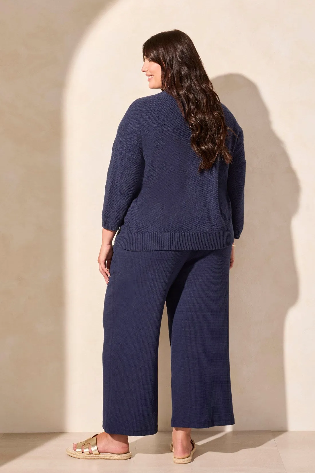 Cotton Curved-Hem Cocoon Cardigan-Jet Blue sold by Tribal product image thumbnail 4