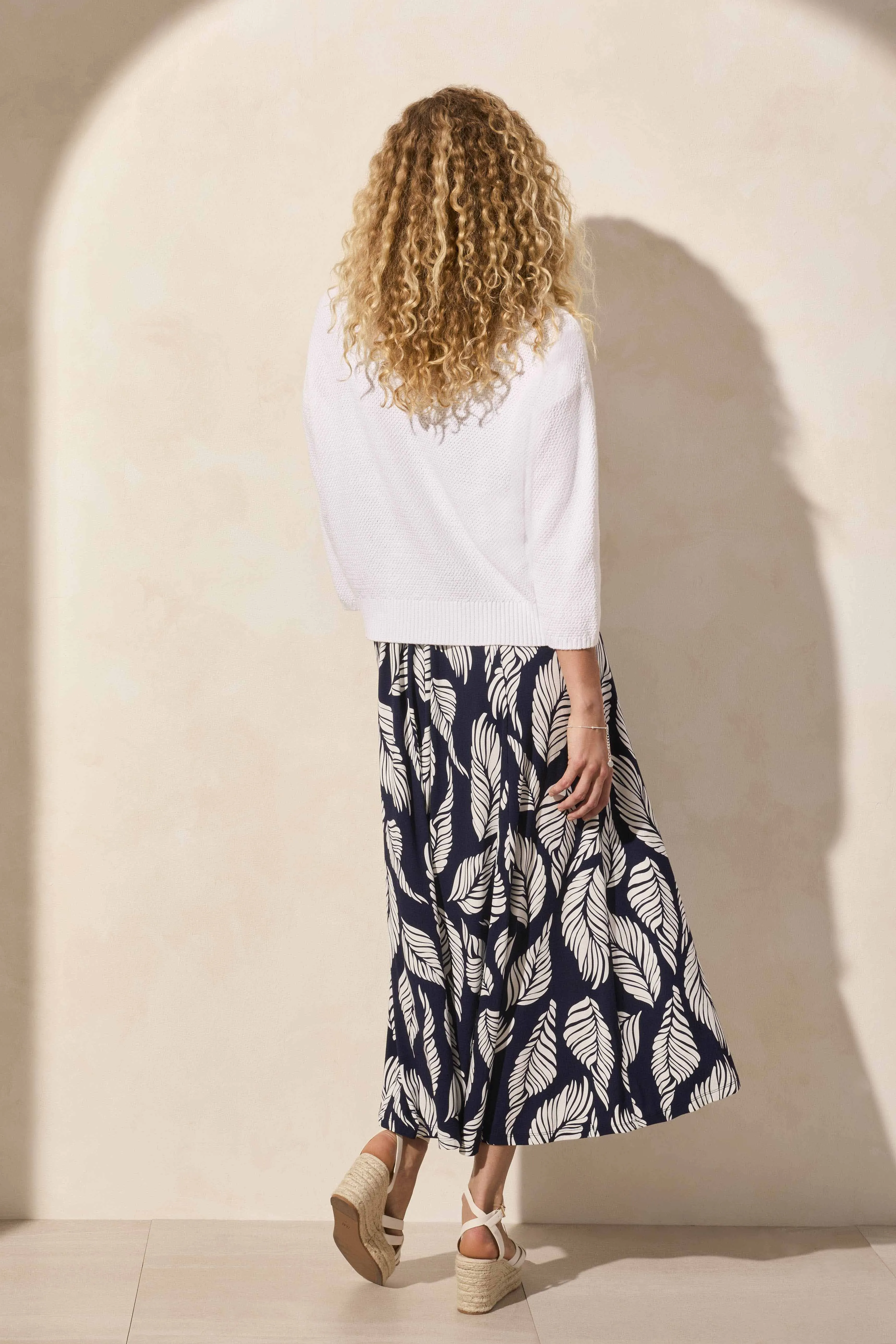 Cotton Curved-Hem Cocoon Cardigan-White sold by Tribal product image thumbnail 4