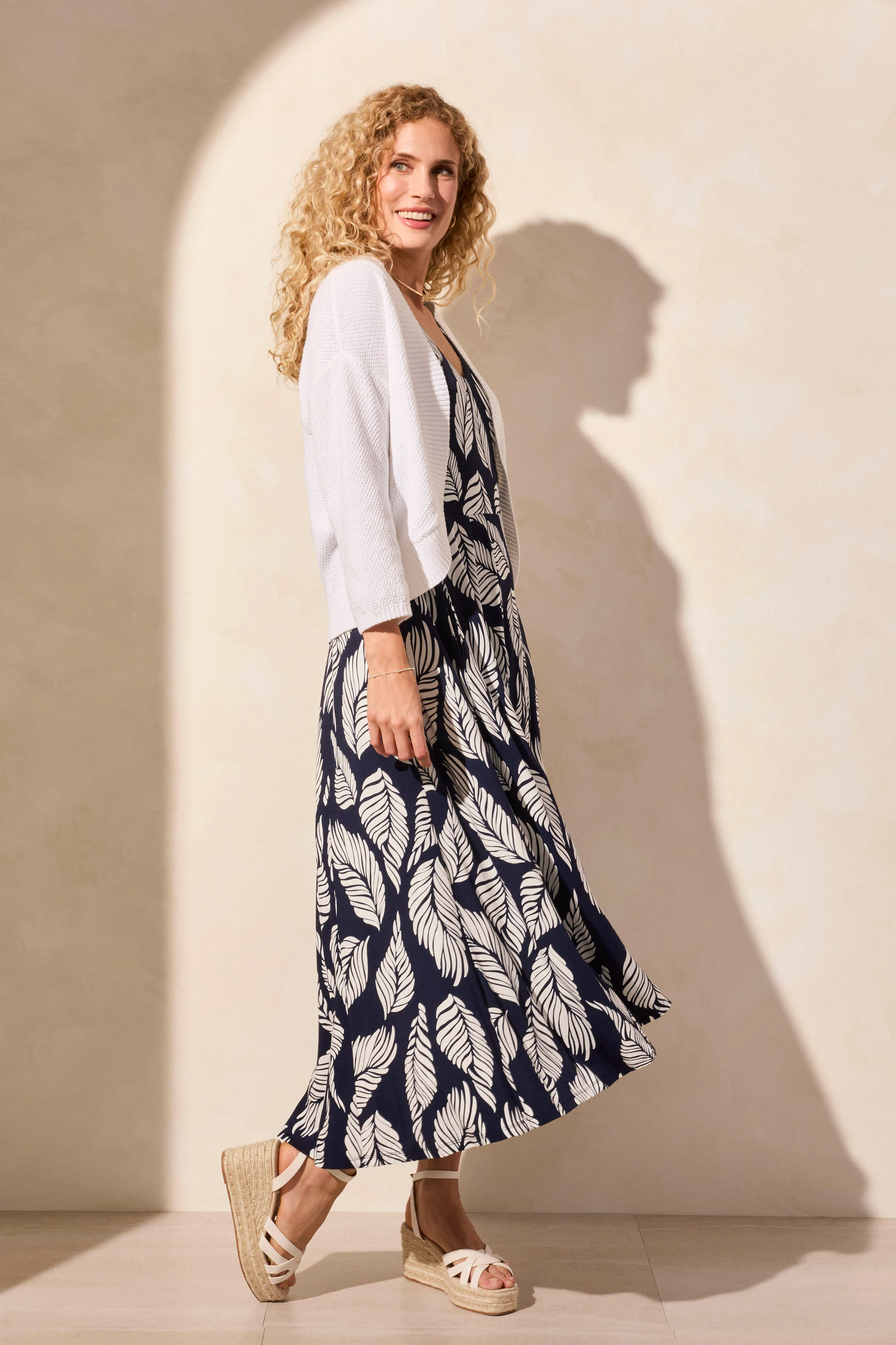 Cotton Curved-Hem Cocoon Cardigan-White sold by Tribal product image thumbnail 2