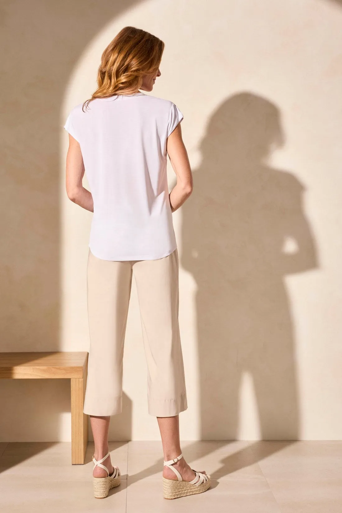 Cap Sleeve V-Neck Top-White sold by Tribal product image thumbnail 4