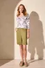 Comfort Stretch Wide-Leg Bermuda Shorts-Loden sold by Tribal