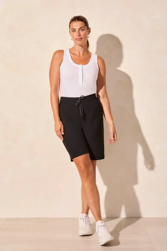 4-Way Stretch Drawcord Pull-On Shorts-Black sold by Tribal