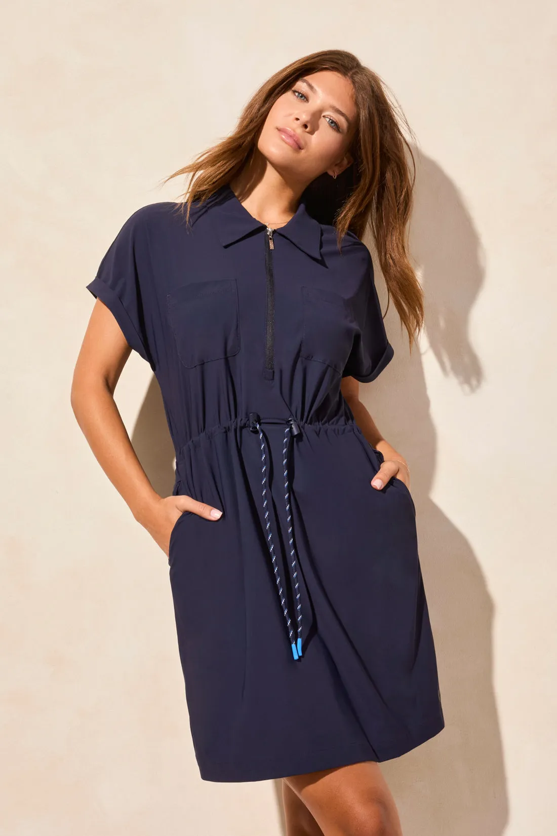 4-Way Stretch Polo Dress With Drawcord-Deepblue sold by Tribal product image thumbnail 2