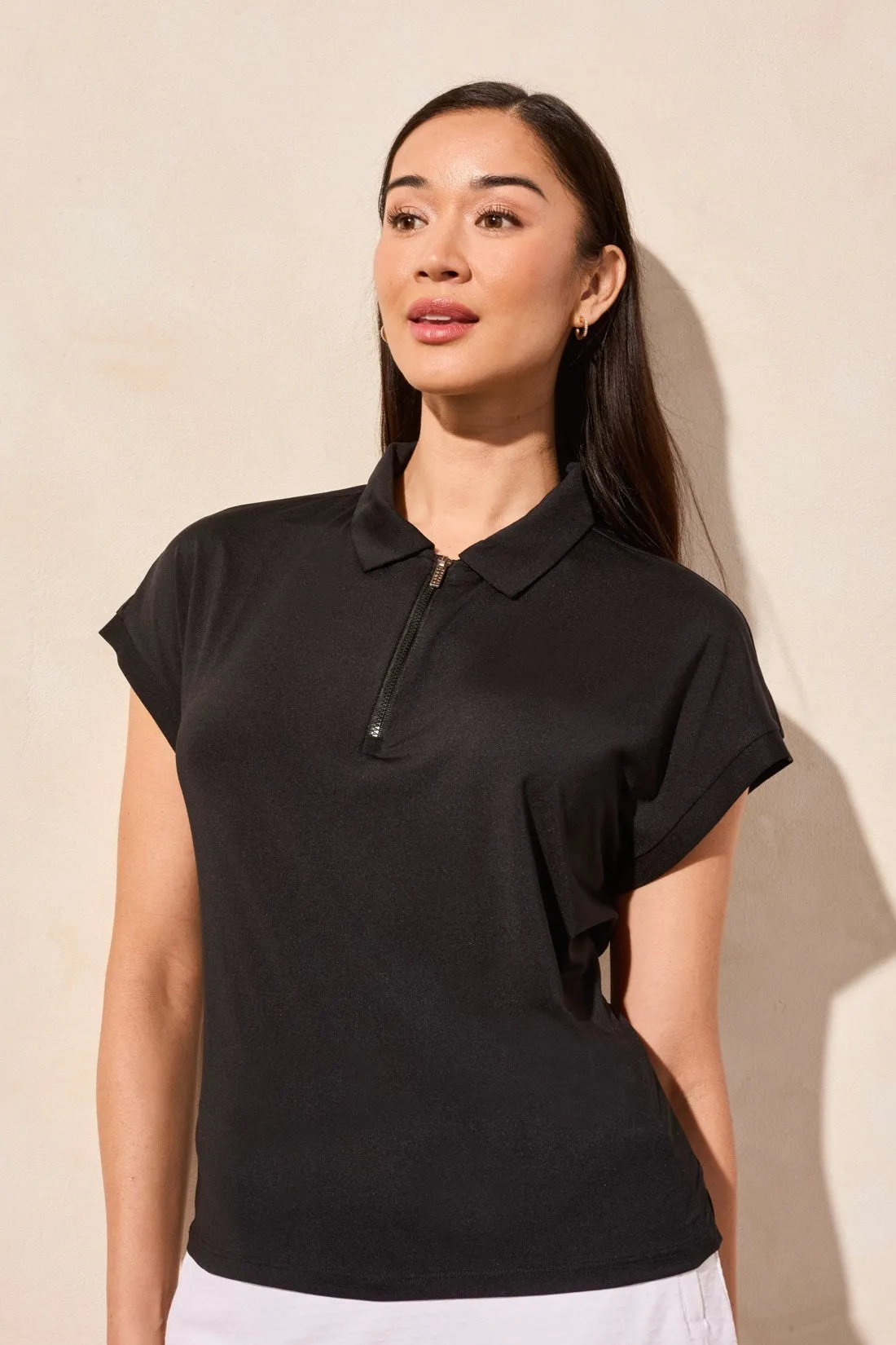 UPF 50+ TECHNO LUX Dolman Polo Top-Black sold by Tribal product image thumbnail 3