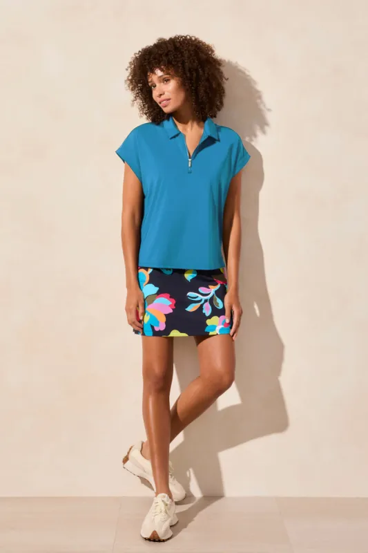 UPF 50+ TECHNO LUX Dolman Polo Top-Cerulean sold by Tribal