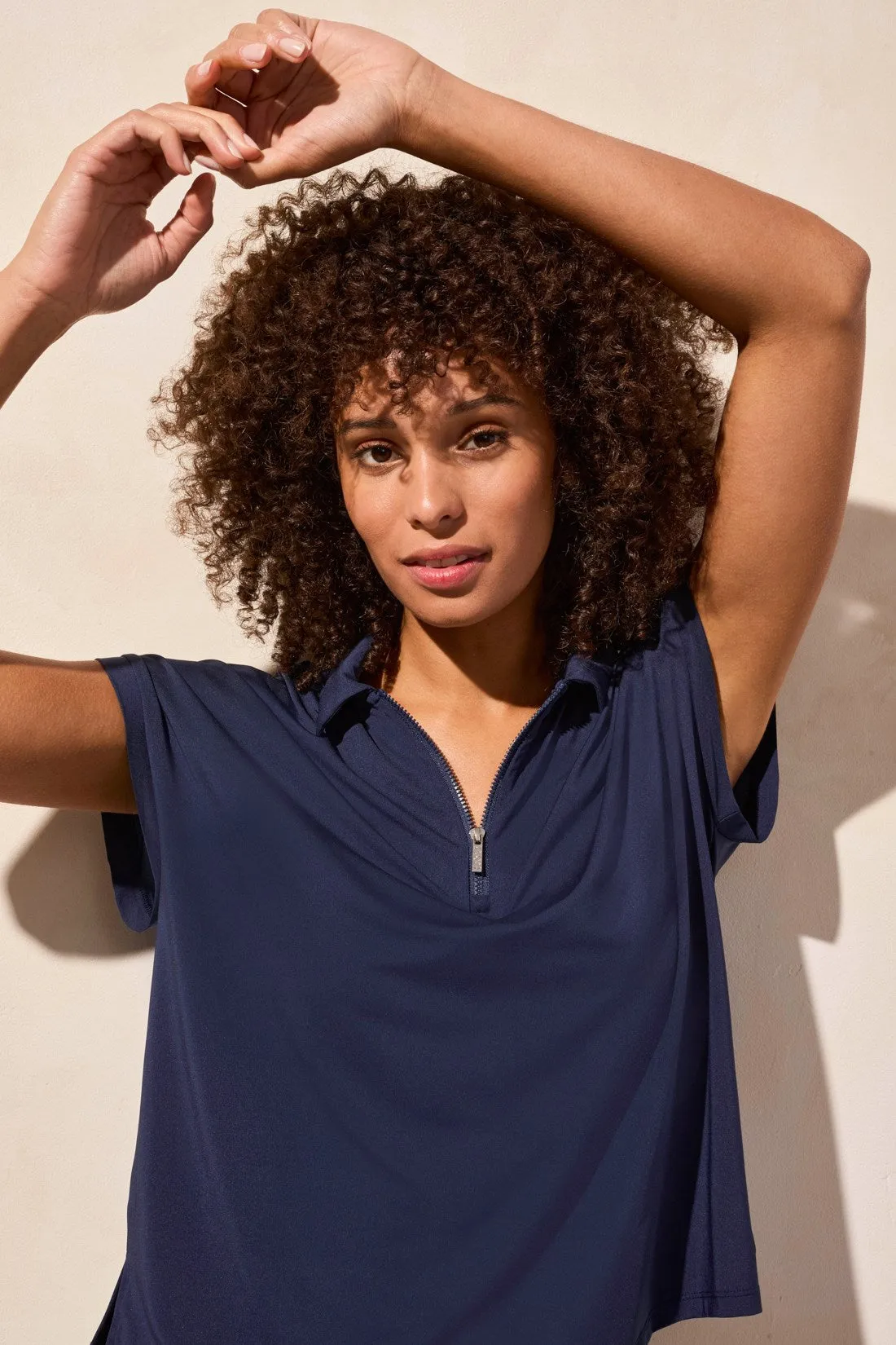 UPF 50+ TECHNO LUX Dolman Polo Top-Jet Blue sold by Tribal product image thumbnail 3