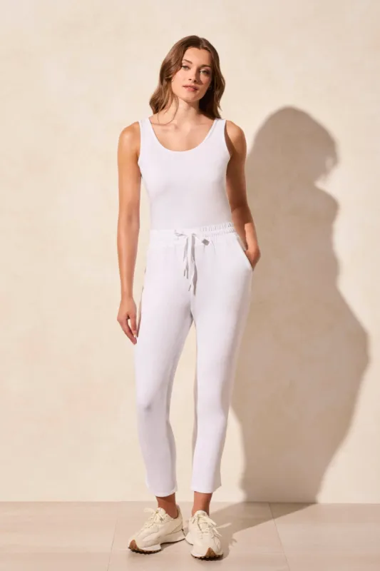 Techno Lux Pull-On Capri With Side Slits-White sold by Tribal