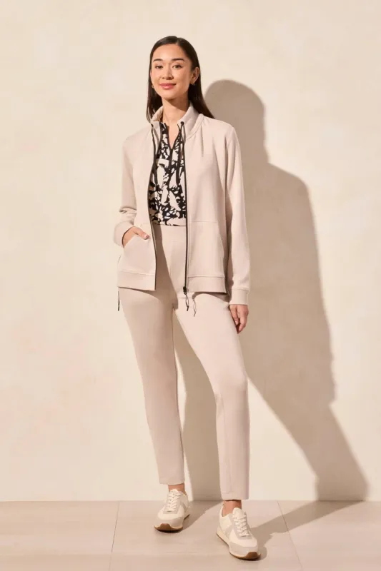 Techno Lux Textured Mock Neck Cardigan-Sanddune sold by Tribal