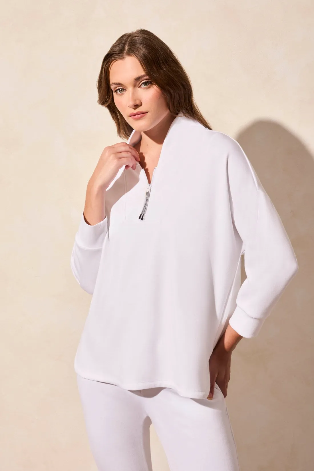 Techno Lux Zip-Front Funnel Neck Dolman Top-White sold by Tribal product image thumbnail 3