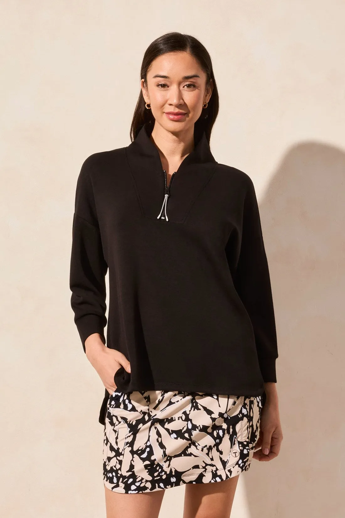 Techno Lux Zip-Front Funnel Neck Dolman Top-Black sold by Tribal product image thumbnail 2