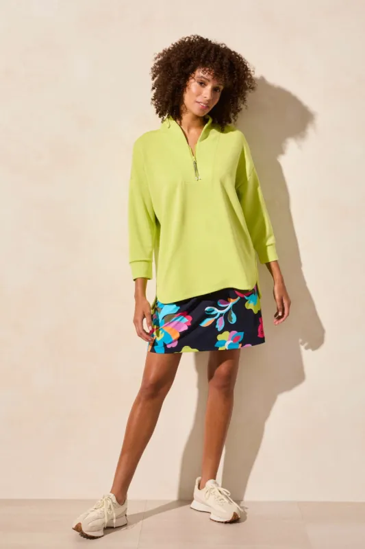 Techno Lux Zip-Front Funnel Neck Dolman Top-Apple sold by Tribal