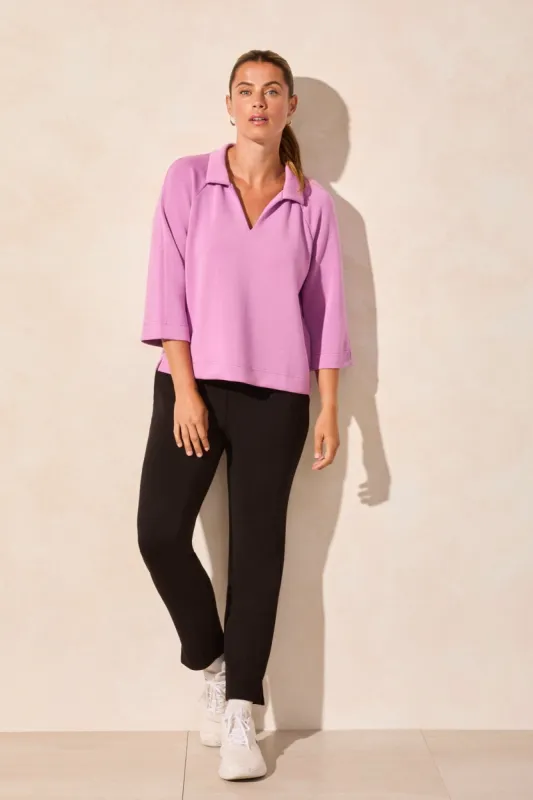 Techno Lux Johnny Collar Polo Top-Bloom sold by Tribal